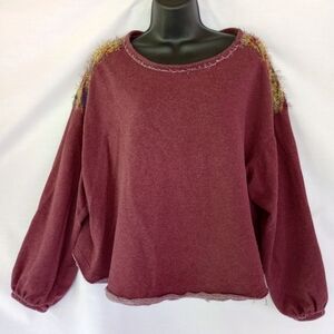 Umgee▪️Maroon Balloon Sleeve Sweater